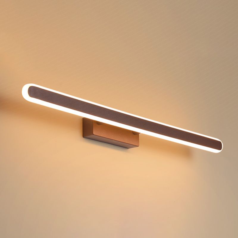 Metal Linear Wall Mounted Light Minimalist Style LED Wall Light Sconce in Coffee