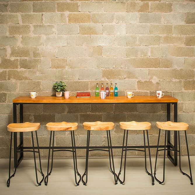 Industrial Solid Wood Bar Table Rectangle Dining Table for Kitchen Living Room