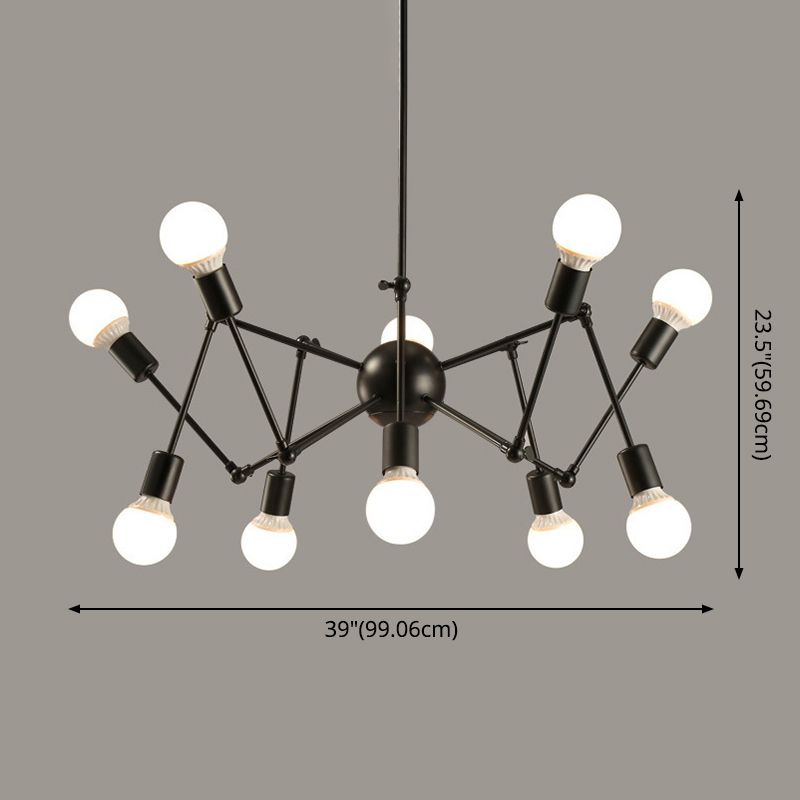 Retro Industrial Style Kronleuchter leichter Sputnik Schmiedeeisen Multi -Licht -Anhänger für Bar Café