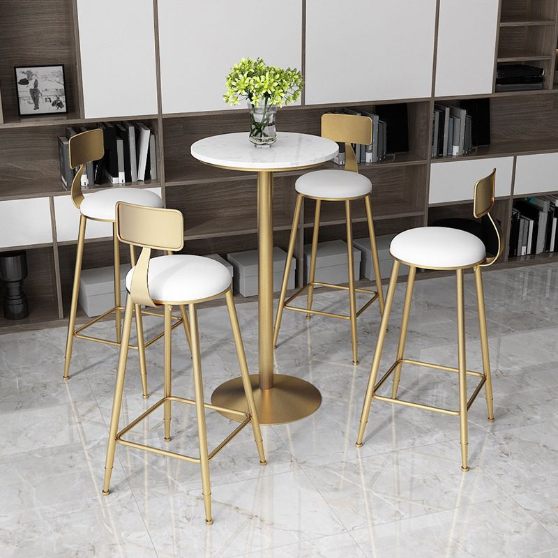 Glam Style Bar Table Artificial Marble Top Bistro Table with Gold Pedestal