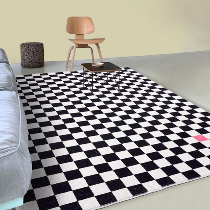 Multicolor Simplicity Area Rug Polyester Gingham Print Rug Non-Slip Backing Indoor Rug for Bedroom
