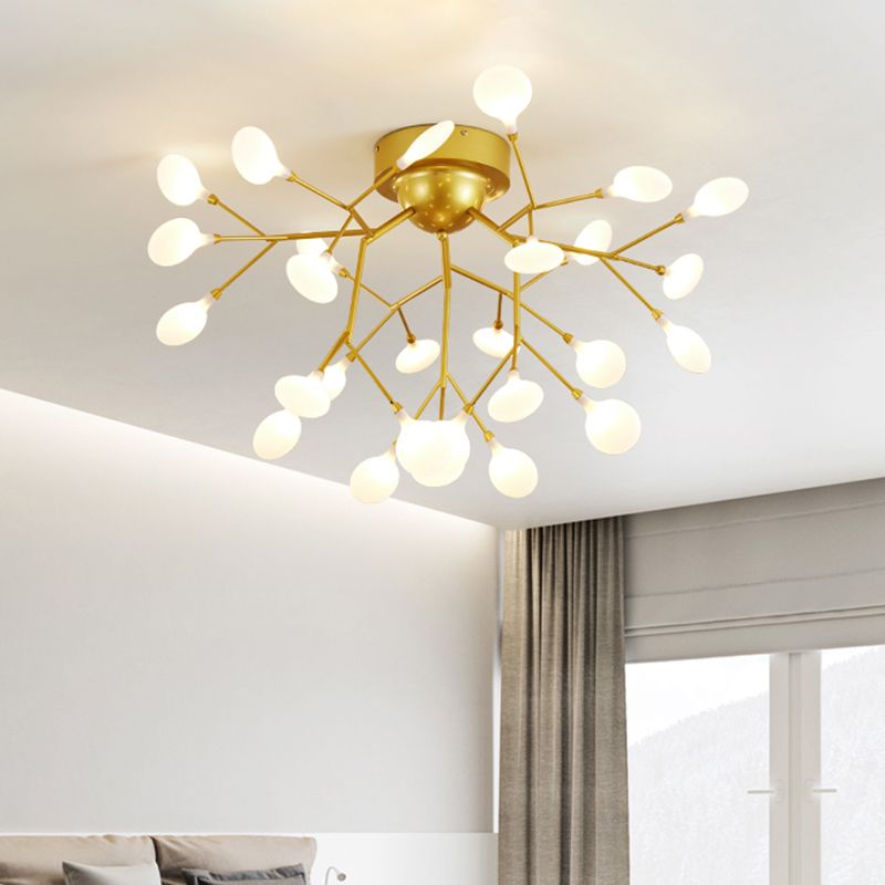 Zweig Schlafzimmer Flush Mount Kronleuchter Metallic Minimalist LED Semi Flush Leuchte