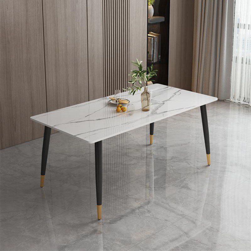 Contemporary Rectangle Dining Site Table Stone Furniture with 4 Legs