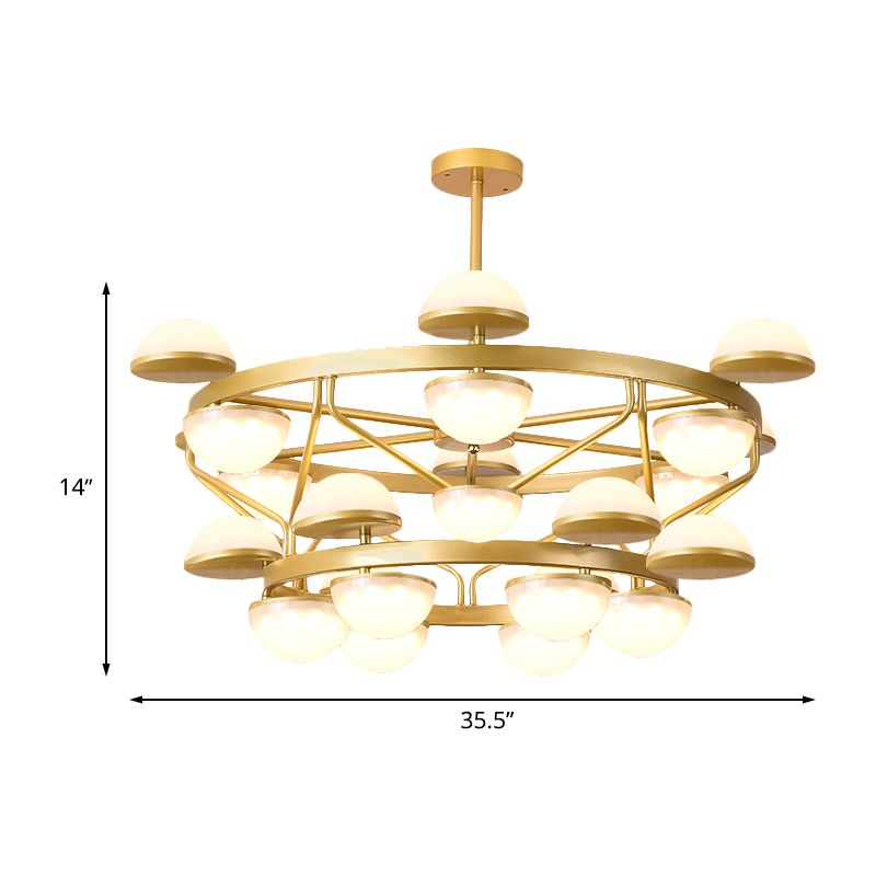Salon semi-cercle suspendu en verre crème à la crème de crème de 24 bulb