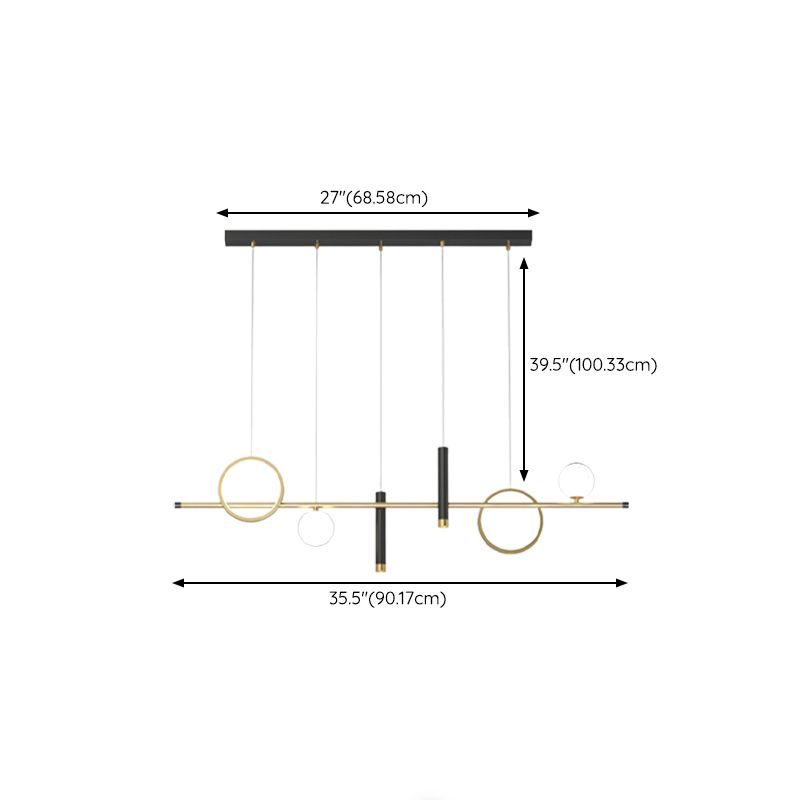 Linear Island Lighting Modern Metal Hanging Lights for Dining Room