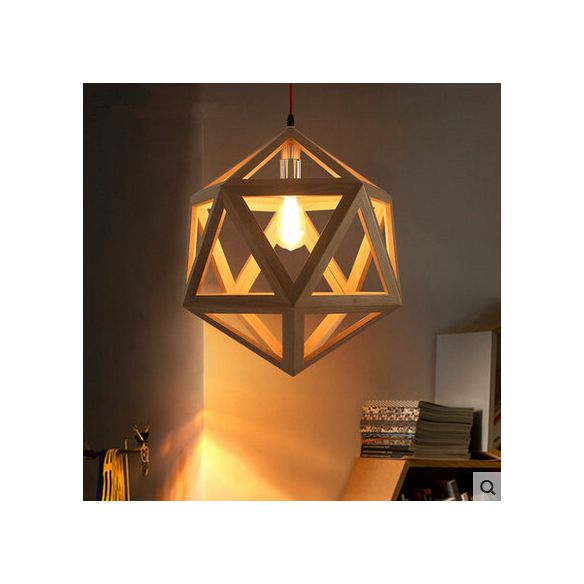 Cage en bois pendant éclairage