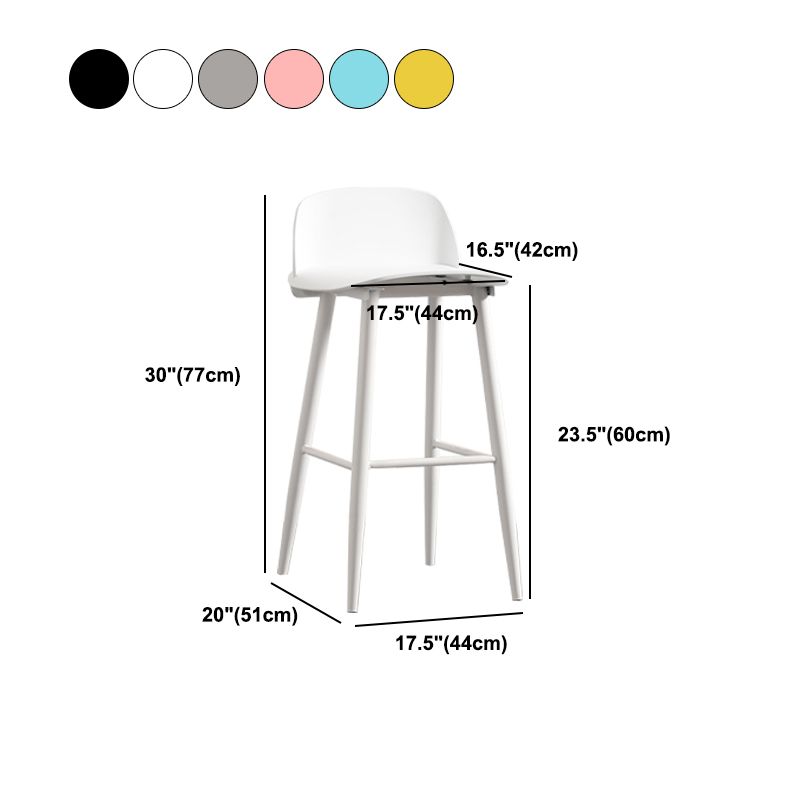 Modern Backrest Armless Counter Stool Iron Cafe Bar Stool with Acrylic Seat and Pedal