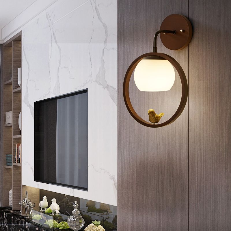 Wood Ball Wall Lighting Modern Style 1 Light Wall Lighting Fixtures