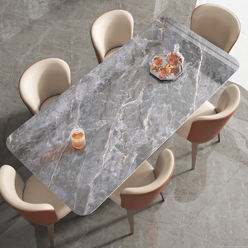 Stone Top Dining Table White Traditional Luxury Table with Pedestal Base