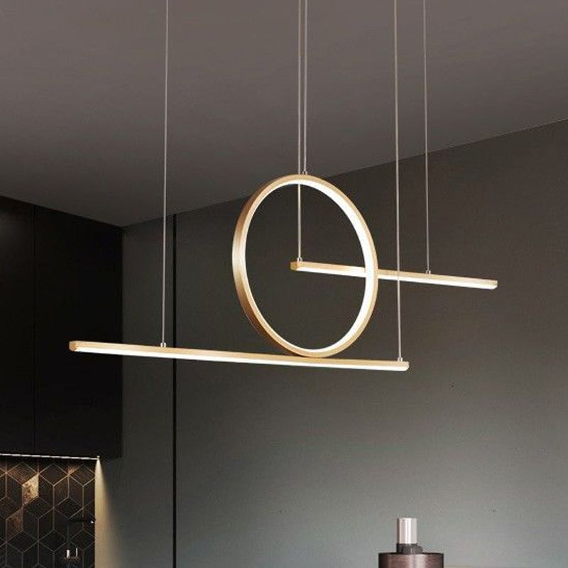 3-Light Ceiling Island Light Modern Style Linear Shape Metal Pendant Lighting
