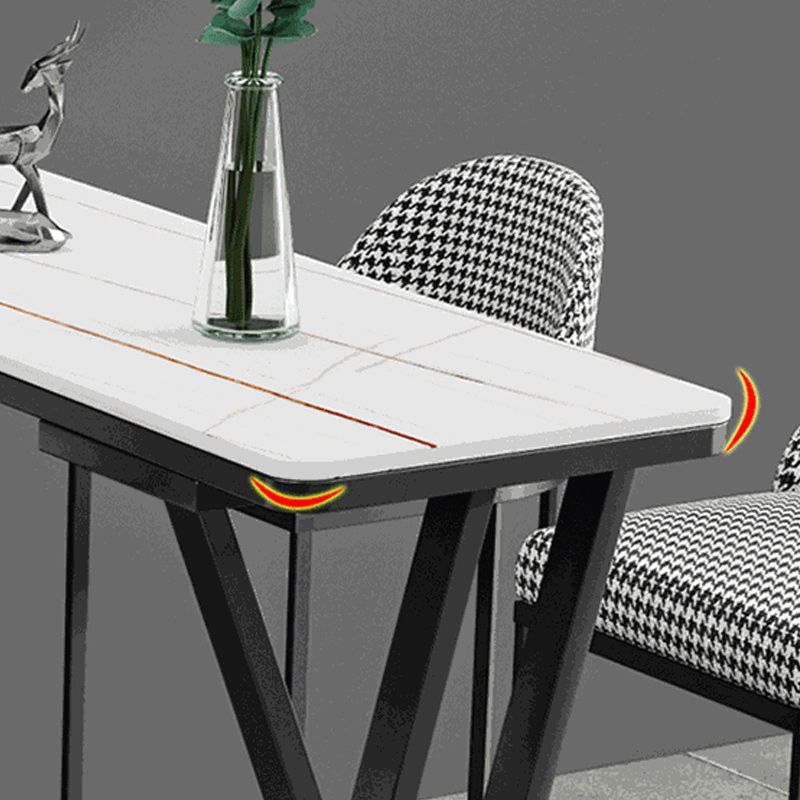 Stone Bar Dining Table Industrial Bar Dining Table with Black Sled Base