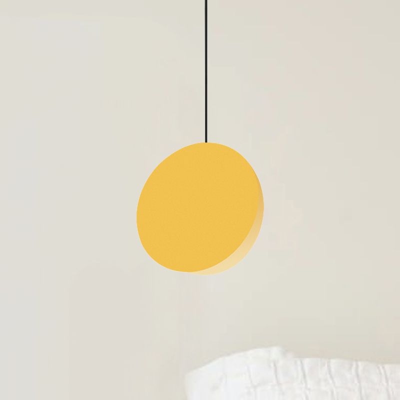 8"/12"W Circular Pendant Lamp Modern Nordic Style Metal 1 Light Black/Grey/White Hanging Ceiling Light