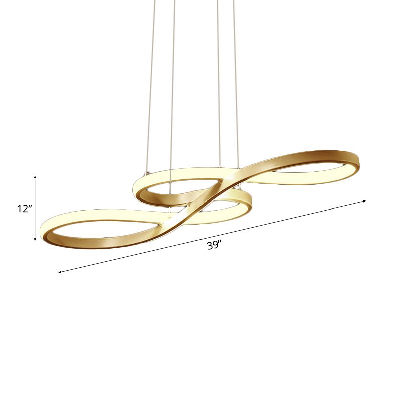 Modernism LED Ceiling Pendant with Acrylic Shade Black/White/Gold Twisted Hanging Lamp in Warm/White/Natural Light, 29.5"/39" Wide