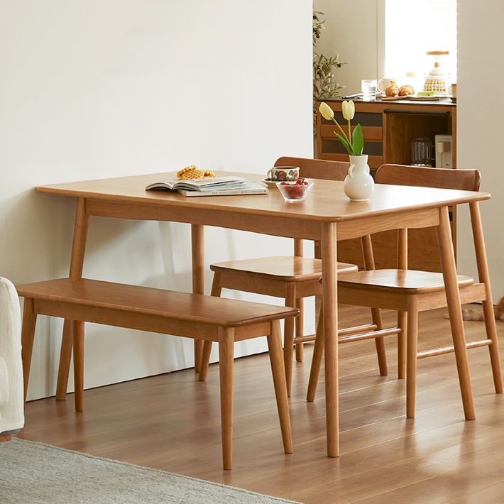 Modern Solid Wood Rectangular Space Saving Top Dining Table with 4 Legs
