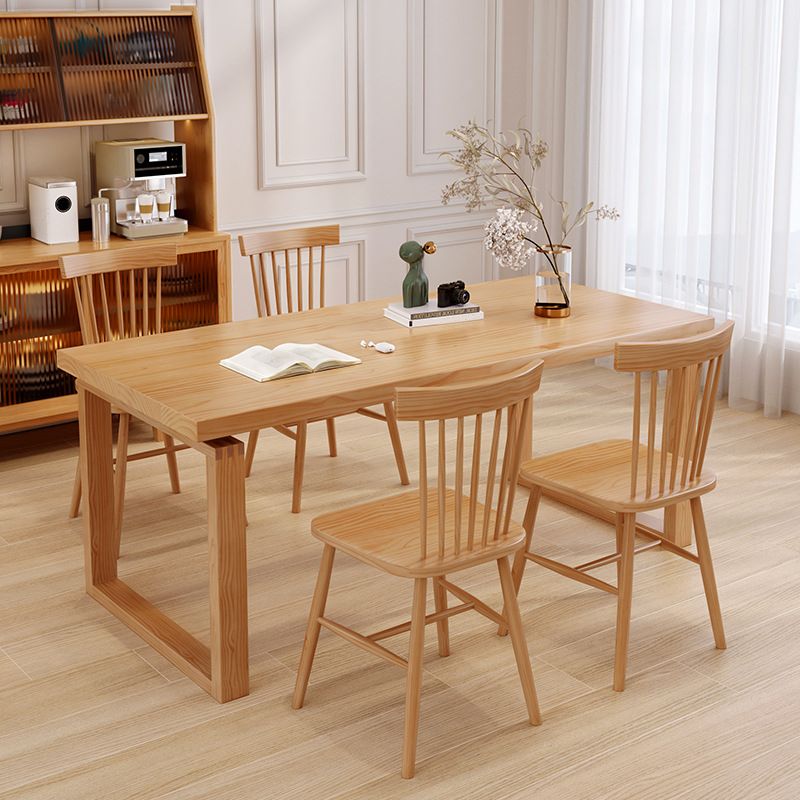 Contemporary Dinette Table Rectangle Solid Wood Dining Room Table in Natural