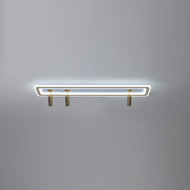 Modern Rectangle Ceiling Light Metal Multi Light Track Flush Mount Light for Living Room