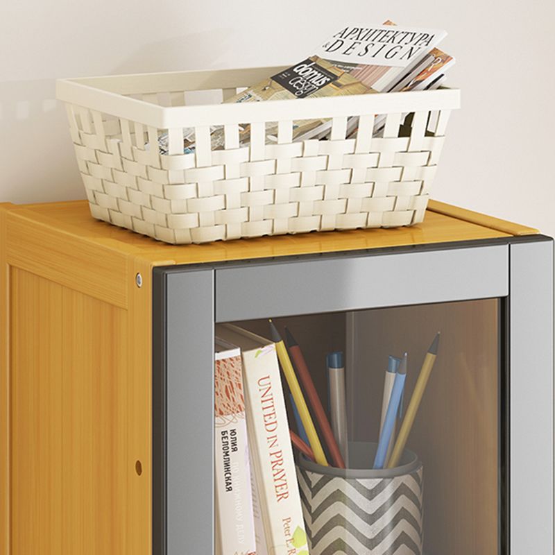 Modern Standard Bookcase Bamboo Closed Back Shelf with Doors