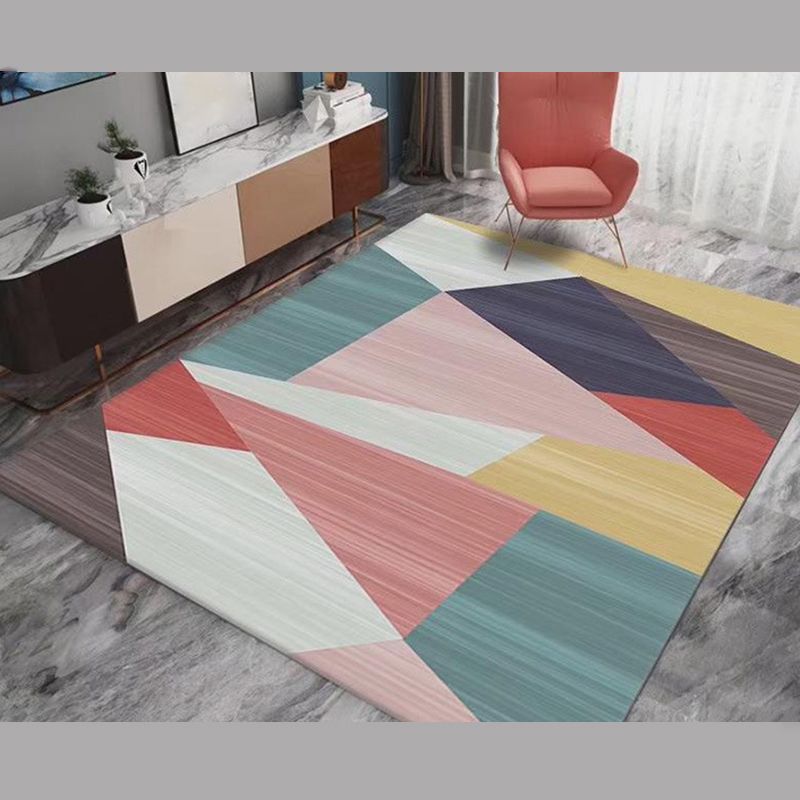 Minimalist Geometric Printed Carpet Non-Slip Backing Area Rug Polyster Rug for Living Room