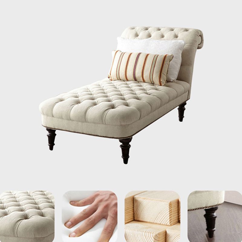 Modern Tufted Chaise Lounge Birch Armless Chaise for Bedroom and Living Room