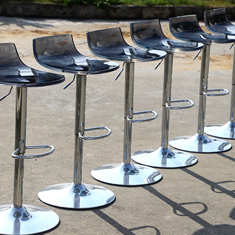 Low Back Armless Adjustable Height Swivel Bar Stool with Footrest