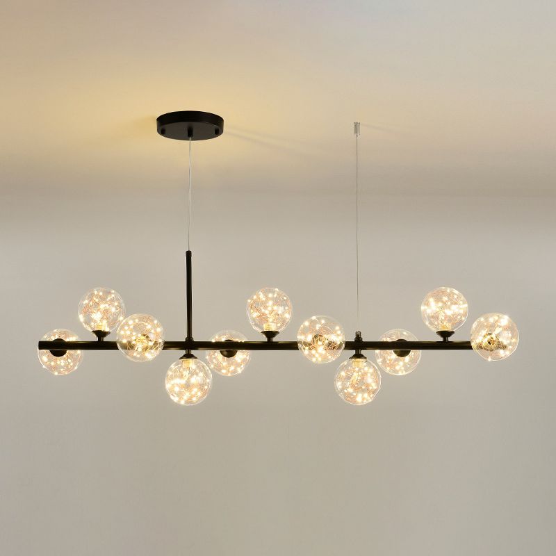 Modern Kitchen Island Lighting Oval Metal Island Ceiling Light with Glass Shade