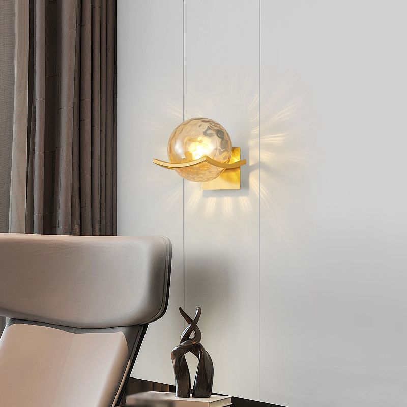 Spherical Bedroom Wall Light Sconce Glass  Contemporary Style Sconce Light Fixture