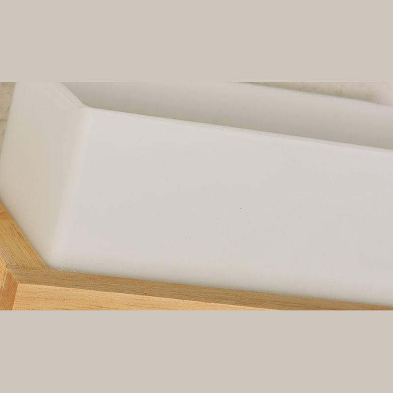 Log Color Rectangular Wall Lamp in Modern Simplicity Wooden Indoor Wall Light with Glass Shade