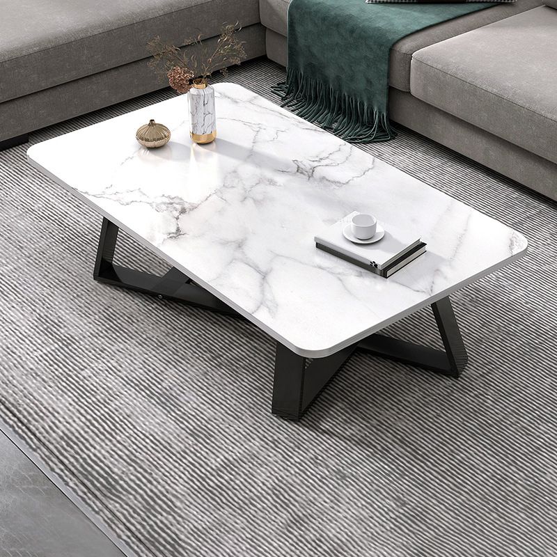 Cross Table Base Design Rectangular Faux Wood Table Ornate Style Coffee Table
