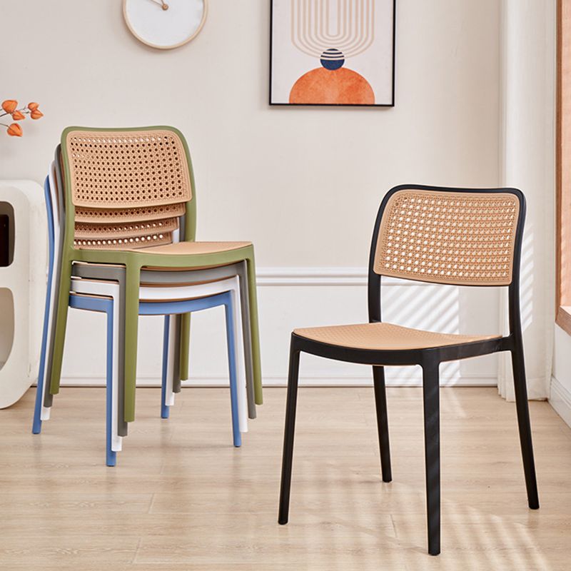 Plastic Patio Dining Side Chair Indoor Armless Open Back Chair