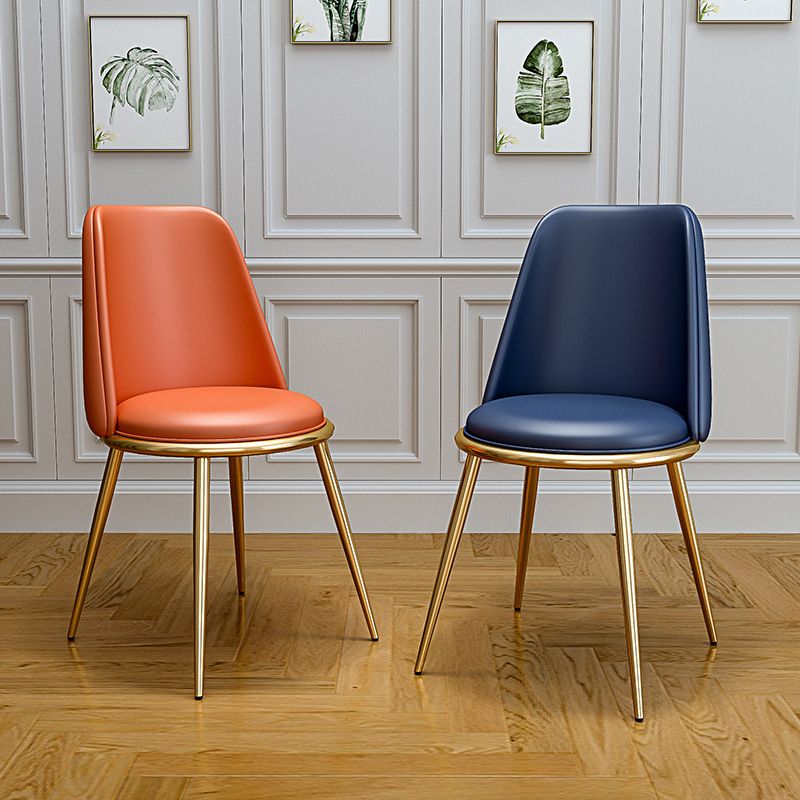 Upholstered Lounge Chair Armless Vanity Chair with Gold Tone Legs
