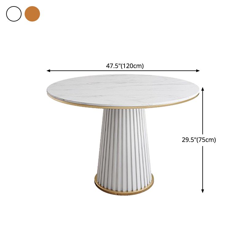 Mesa de comedor de piedra sinterizada redonda mesa de pedestal de lujo tradicional