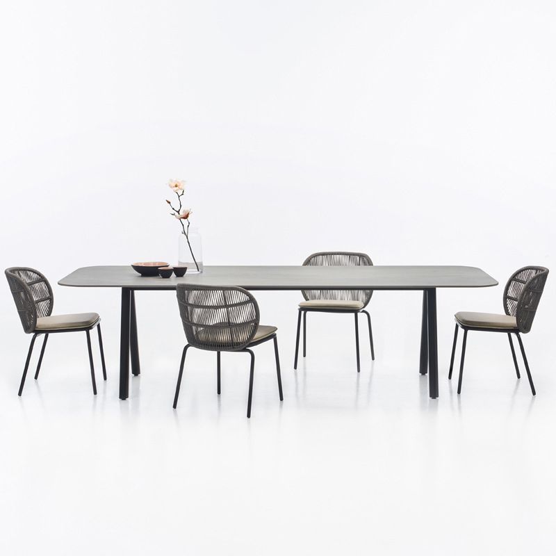 Boho Stone Dining Set 1/5/7 Piece Rectangular Dining Table Set for Outdoor