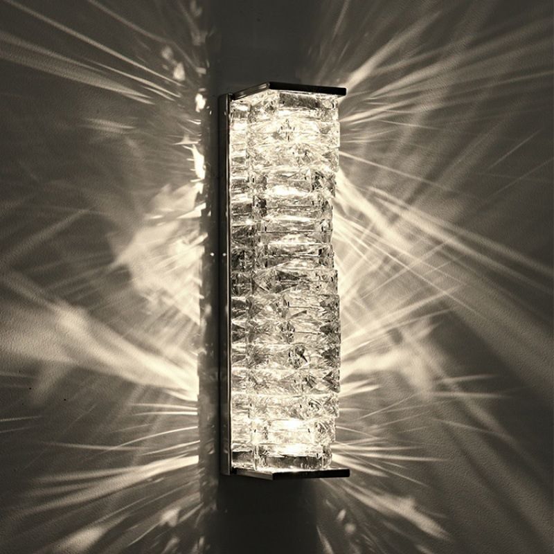 Chrome/Golden 2-Light Contemporary Wall Mounted Sconce Shaded Crystal Shaded Wall Light