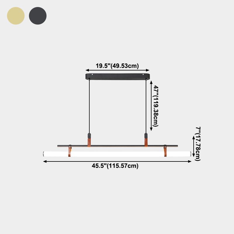 1 Light Linear Island Lighting Fixtures Contemporary Metal Island Pendants for Kitchen