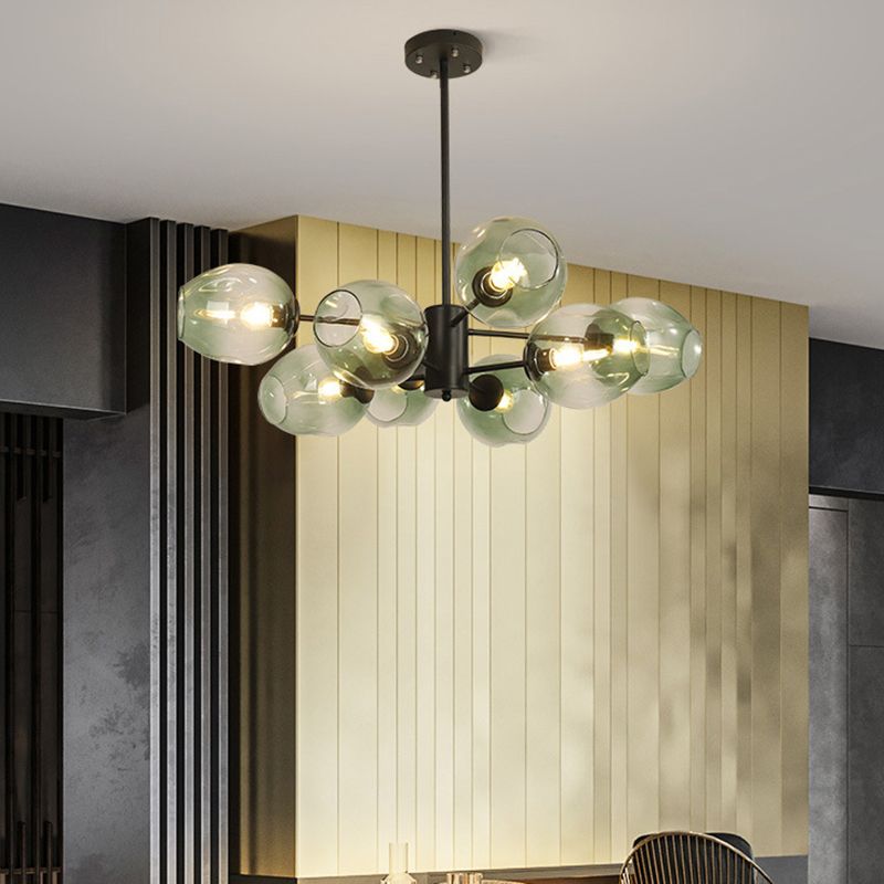 Unique Shape Chandelier Light Modern Style Glass Multi Light Hanging Lamp for Dining Room