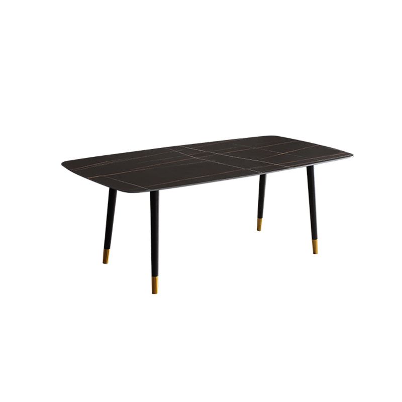 Modern Wood Legs Dinette Set 1/4/6/7 Pieces Rectangle Indoor Dining Table Set in Black