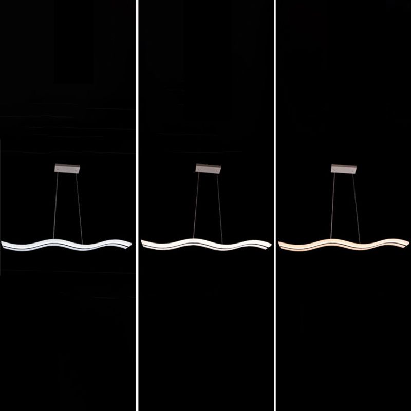 Flow Shaped Hanging Lamp Minimalist Acrylic Dining Room LED Island Light in White