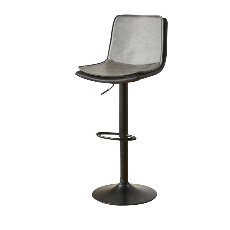 Scandinavian Adjustable Height Swivel Bar Stool Leather Upholstered Bar Stool