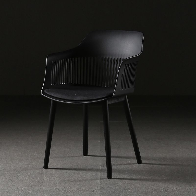 Contemporary Slat Back Arm Chair Matte Finish Metal Chair for Patio