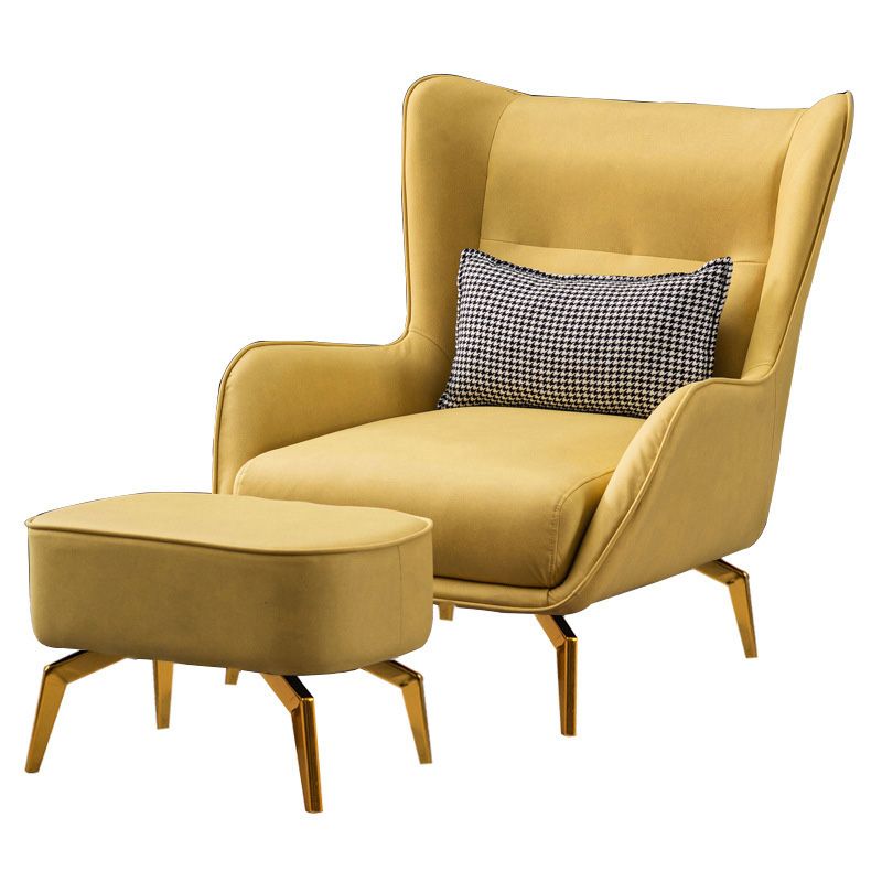 Pillow Back Chair with Golden Basic Four Leg and Flared Arms