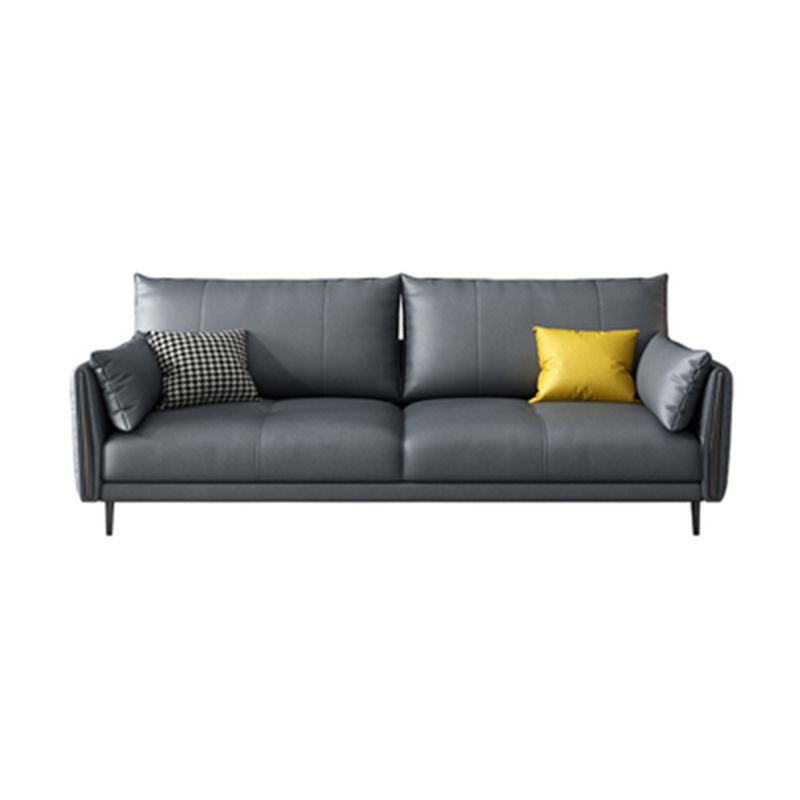 Grey Removable Cushions Faux Leather Straight Arm Sofa/Sectional with Wear-Resisting