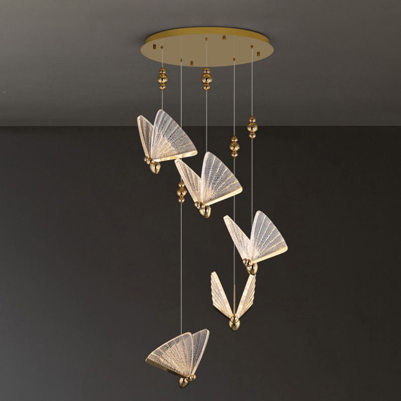 EinfachheitslED hängende hängende helle goldene Schmetterlingslampen -Lampe mit Acrylschatten