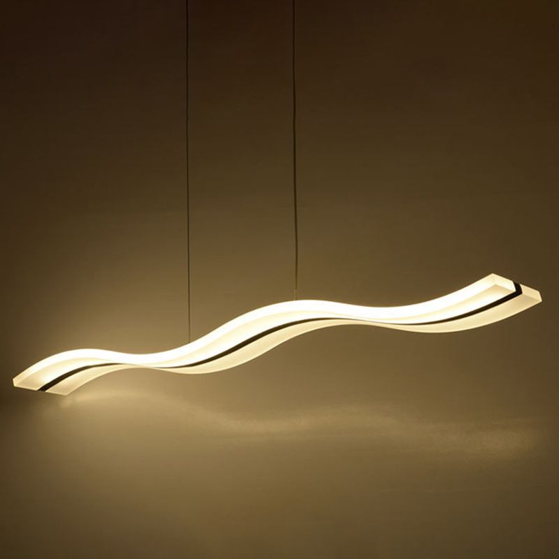 39.3" Length Wave Shaped LED Island Light Nordic Simplicity Style Long Strip Acrylic Lighting Fixture for Kitchen Bar