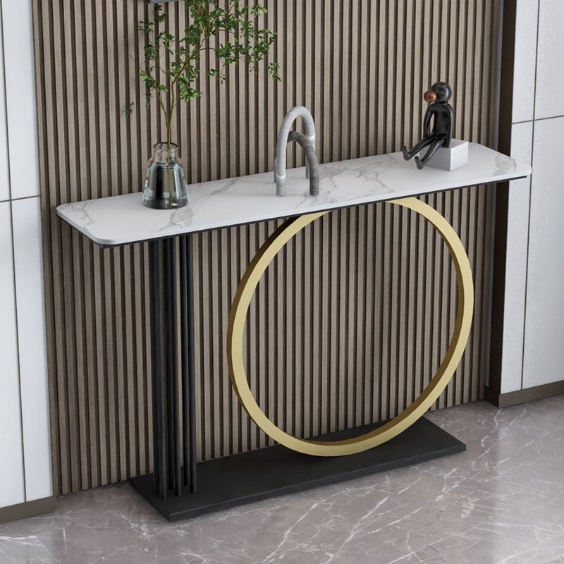 Glam Rectangle Console Sofa Table with Iron Bracket for Hall