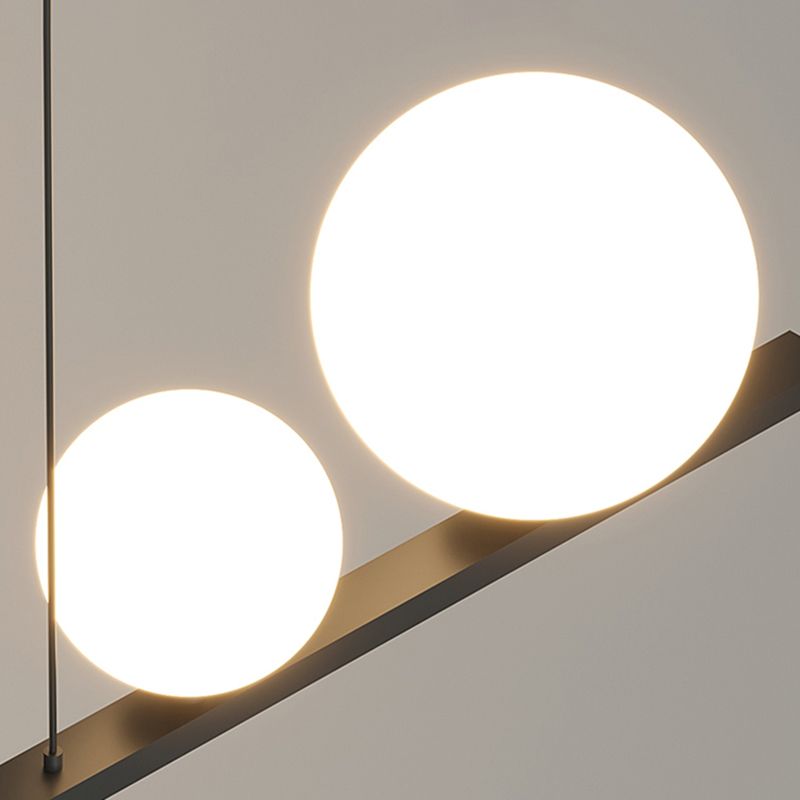 LED Island Lamp Strip Shape Island Hanging Lamp with Silica Gel Shade for Dining Room