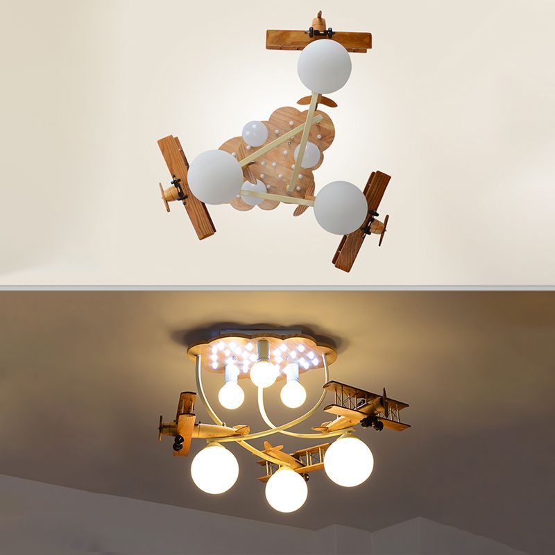 Modern Vivid Glider Ceiling Light 6 Lumières Metal Semi-Flush Mount Light for Baby Bedroom