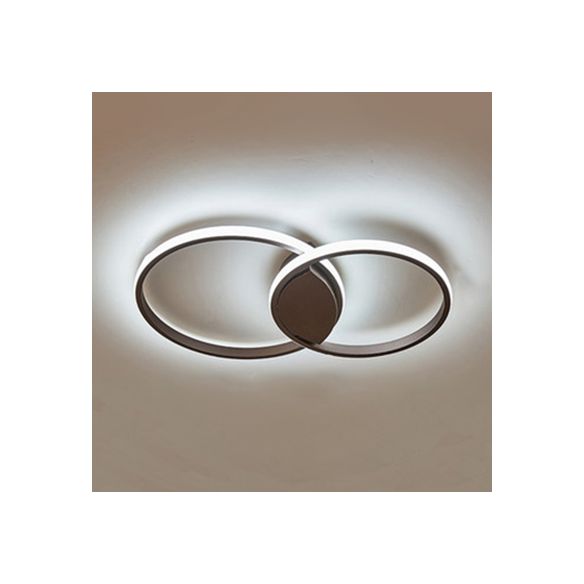 Lampada da incasso a doppio anello da 14"/19"/21,5" per camera da letto in acrilico LED Semplicità Marrone Apparecchio montato a soffitto in luce calda/bianca/naturale