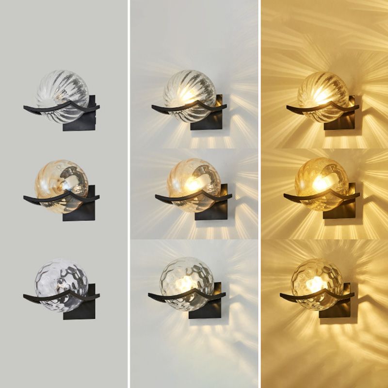 Spherical Bedroom Wall Light Sconce Glass  Contemporary Style Sconce Light Fixture