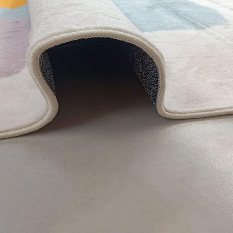 Black Gridding Rug Polyester Modern Rug Stain Resistant Rug for Home Decor