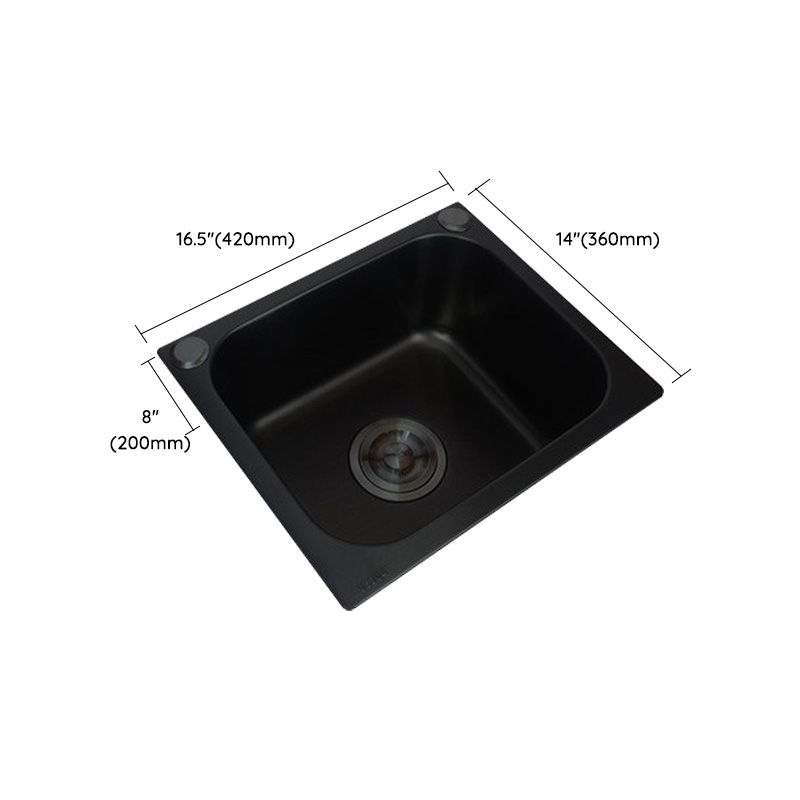 Black Stainless Steel Kitchen Sink Single Bowl Sink with Drain Assembly